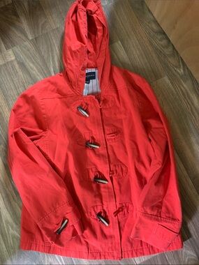 Banana Republic Red Hooded Toggle Cotton Jacket